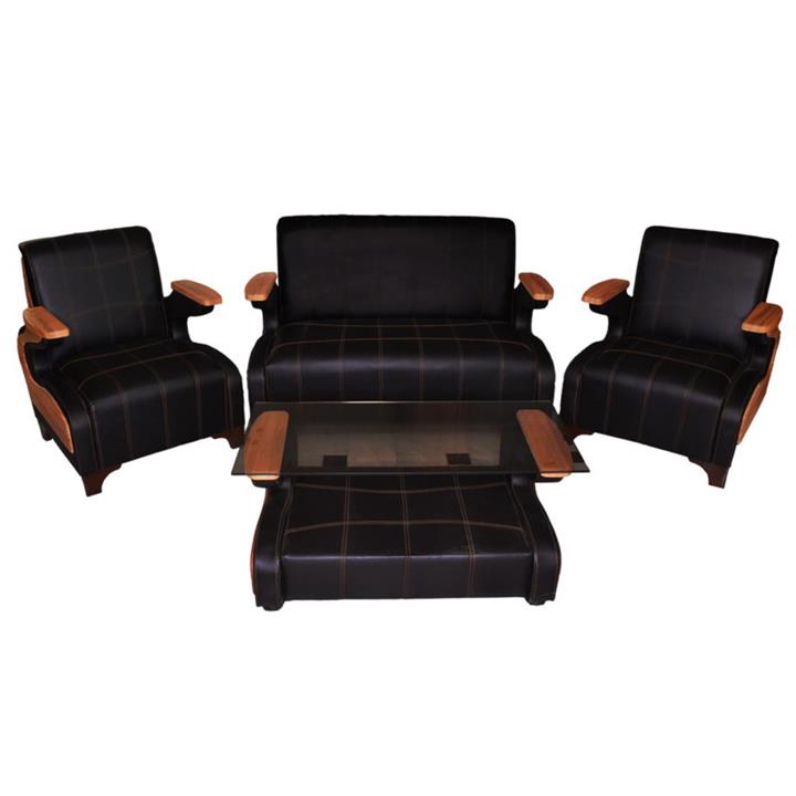 مبل اداری 4 نفره مدل دسته خلبانی کد 102 به همراه میز جلومبلی